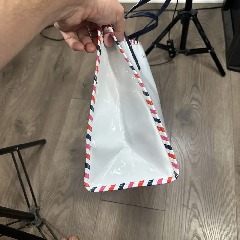 Kate Spade Par Avion Air Mail Tote Red White Blue Double Handle Shoulder Bag - Picture 5 of 10